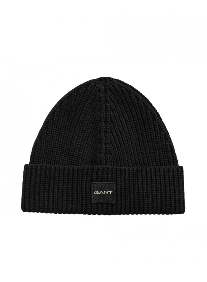 Gant Unisex Cotton Rib Beanie Hat Black