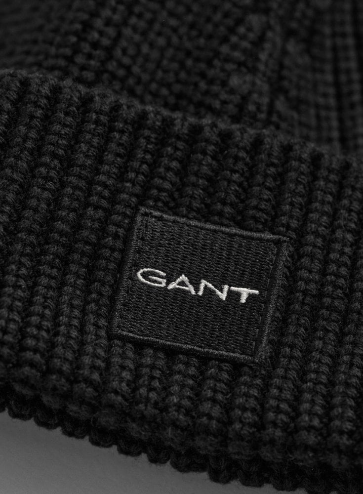 Gant Unisex Cotton Rib Beanie Hat Black
