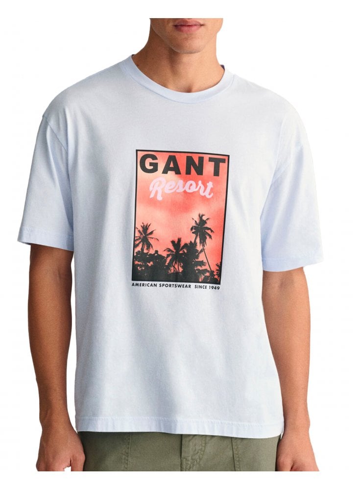 Gant Washed Graphic Tshirt Light Blue