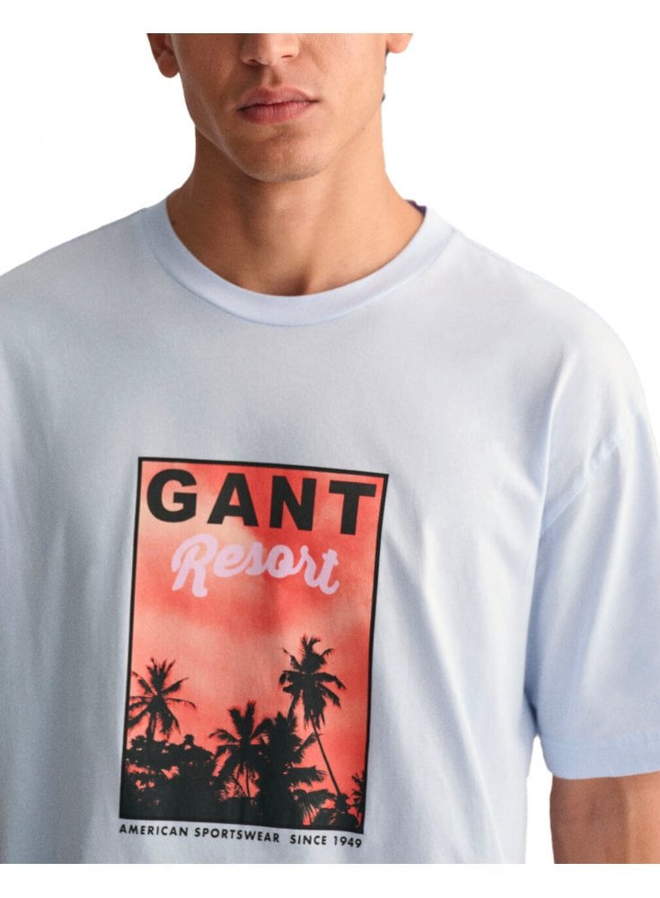 Gant Washed Graphic Tshirt Light Blue