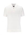 Guide London Premium Short Sleeve Rib Zip Polo Top White