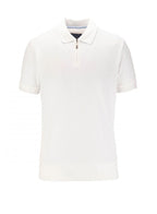Guide London Premium Short Sleeve Rib Zip Polo Top White