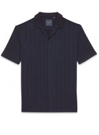 Guide London Short Sleeve Open Collar Knit Shirt Navy