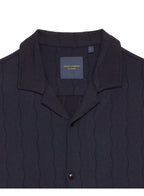 Guide London Short Sleeve Open Collar Knit Shirt Navy