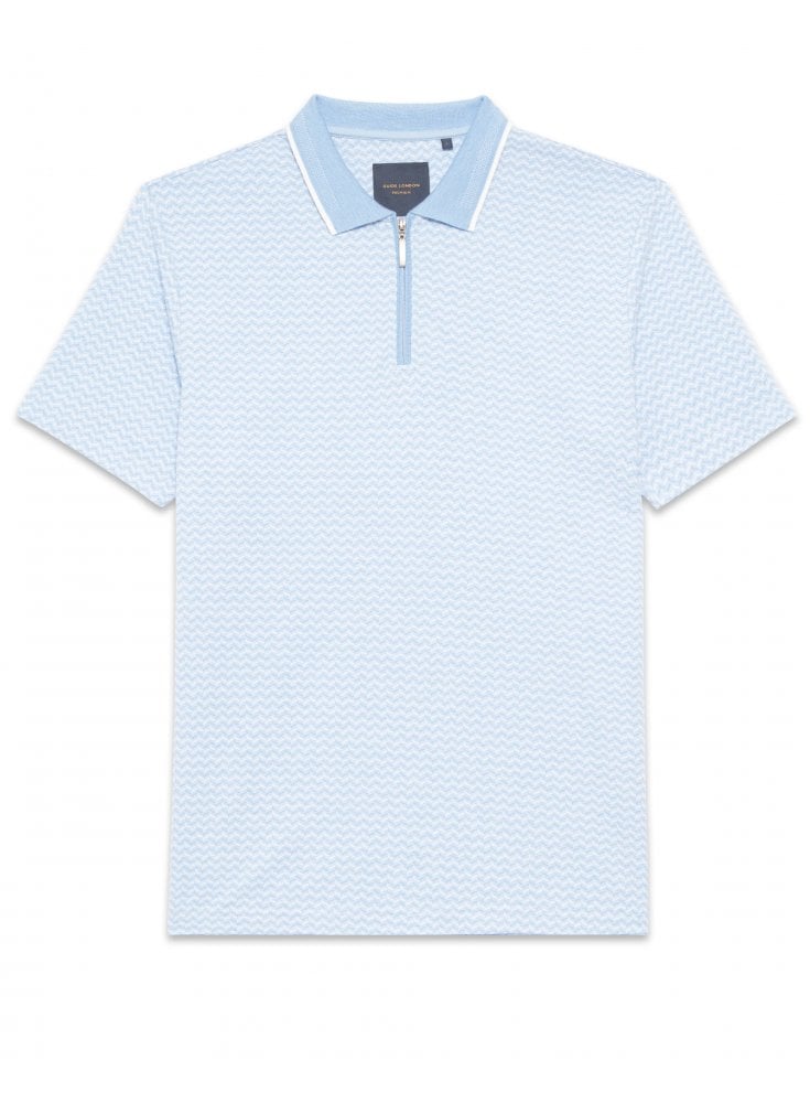Guide London Sky White Jacquard Polo Shirt Sky/white