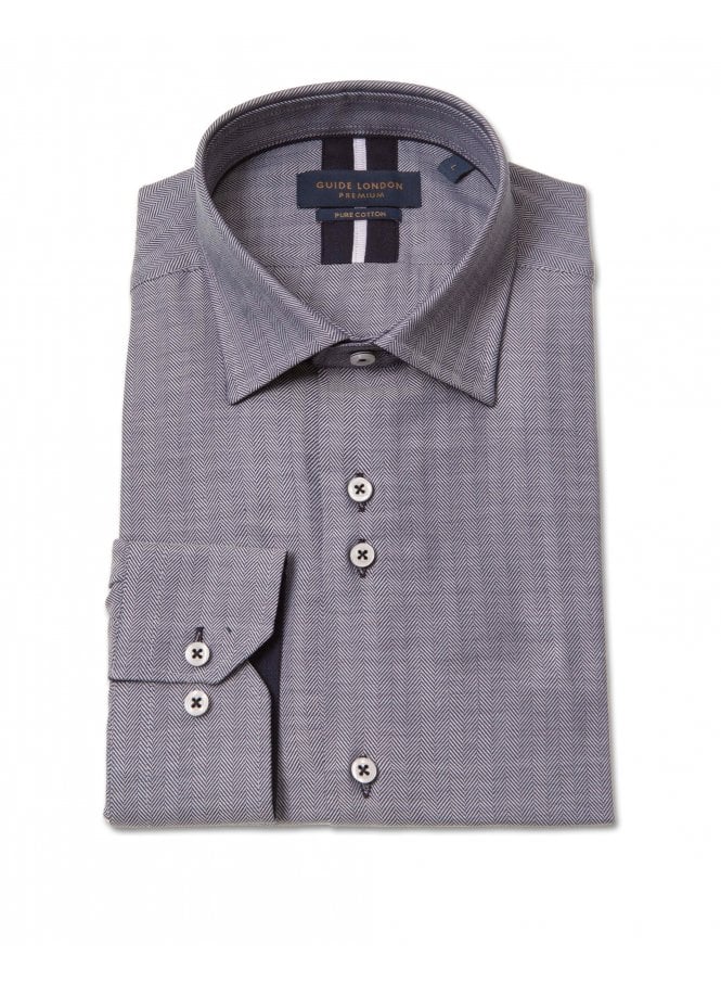 Guide Premium Herringbone Long Sleeve Shirt Blue