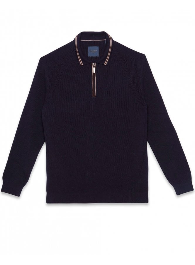 Guide Premium Long Sleeve Polo 1/4 Zip Sweater Navy