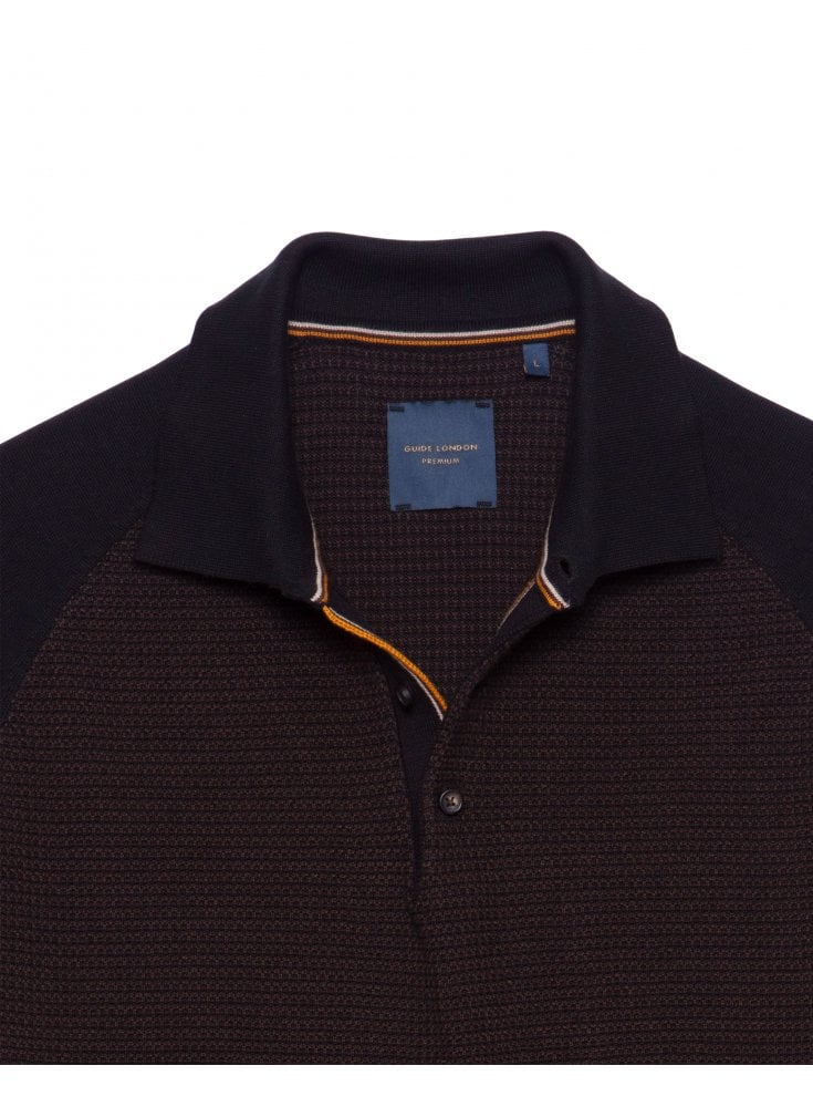 Guide Premium Long Sleeve Polo Knitted Sweater Black Brown