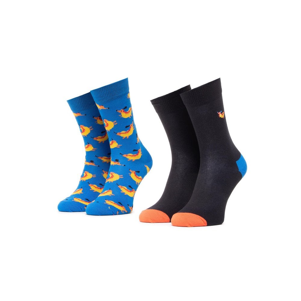 2-Pack Hot Dog Socks Gift Box, Black/Blue