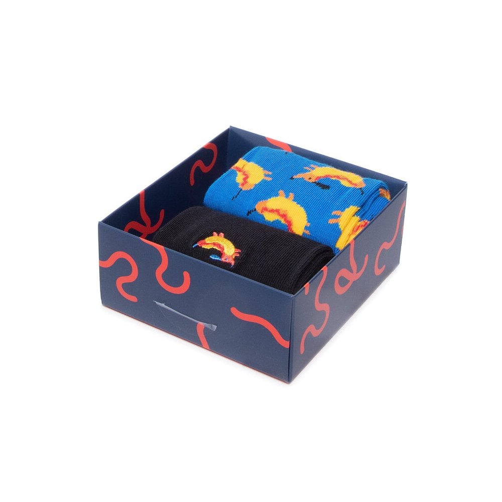 2-Pack Hot Dog Socks Gift Box, Black/Blue