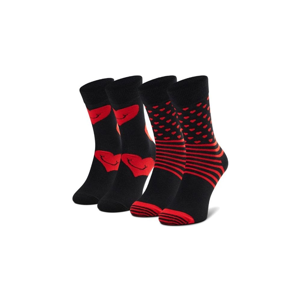 Happy Socks 2-Pack I Heart You Socks Gift Box, Black/red