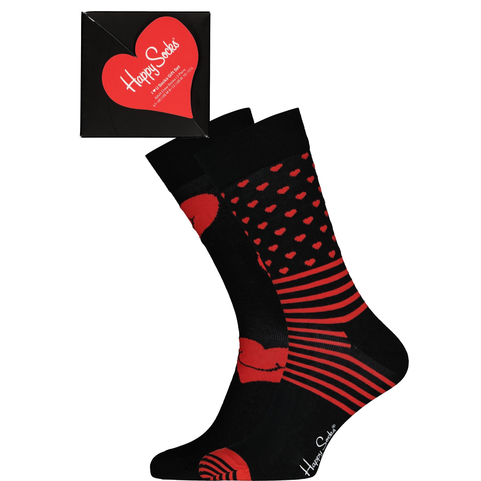 Happy Socks 2-Pack I Heart You Socks Gift Box, Black/red
