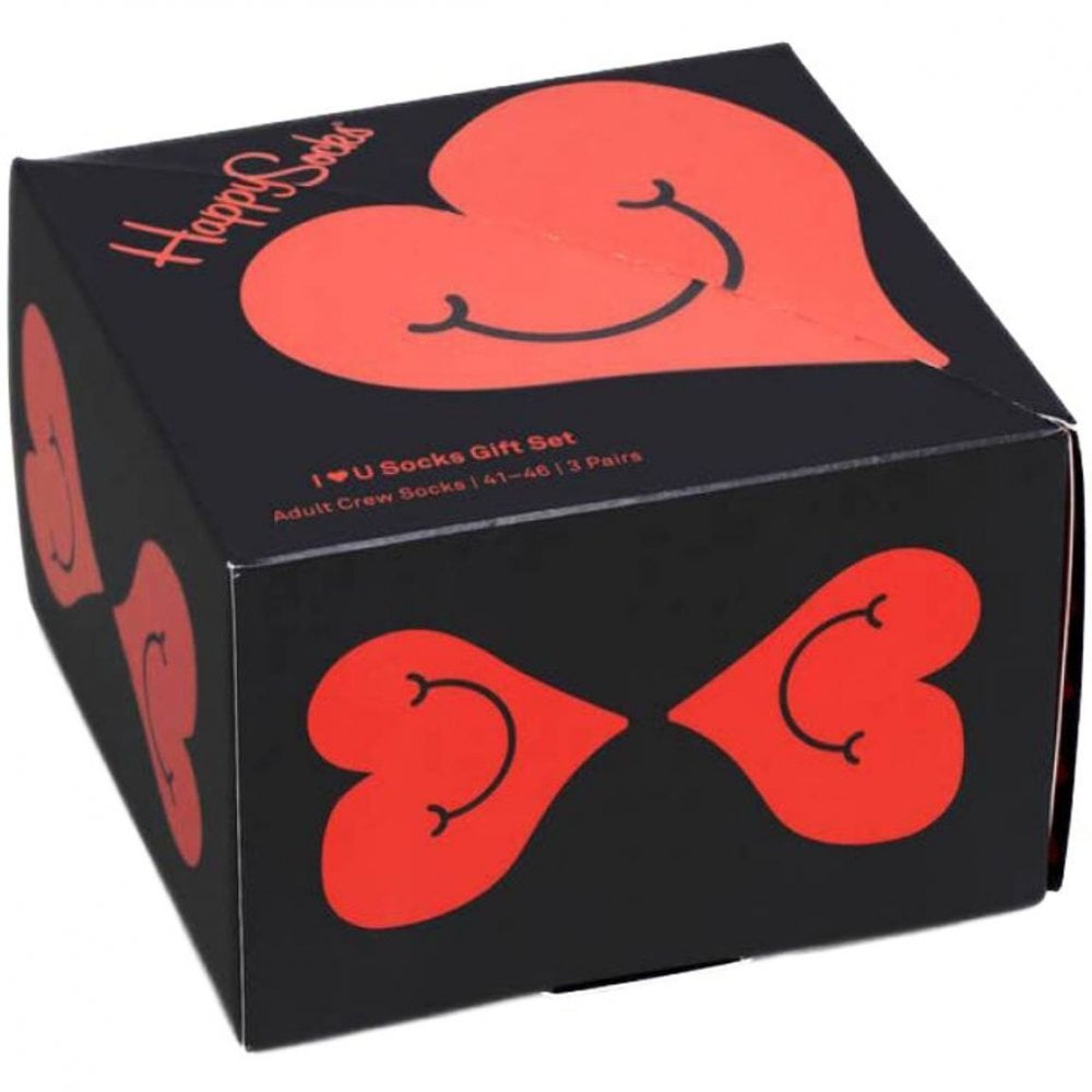 Happy Socks 2-Pack I Heart You Socks Gift Box, Black/red