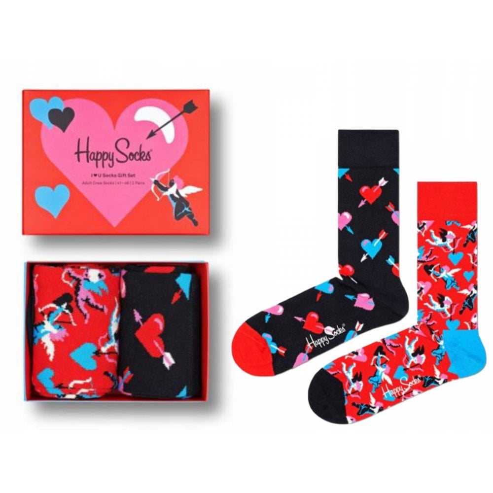 Happy Socks 2-Pack I Love You Socks Gift Box, Red/Black
