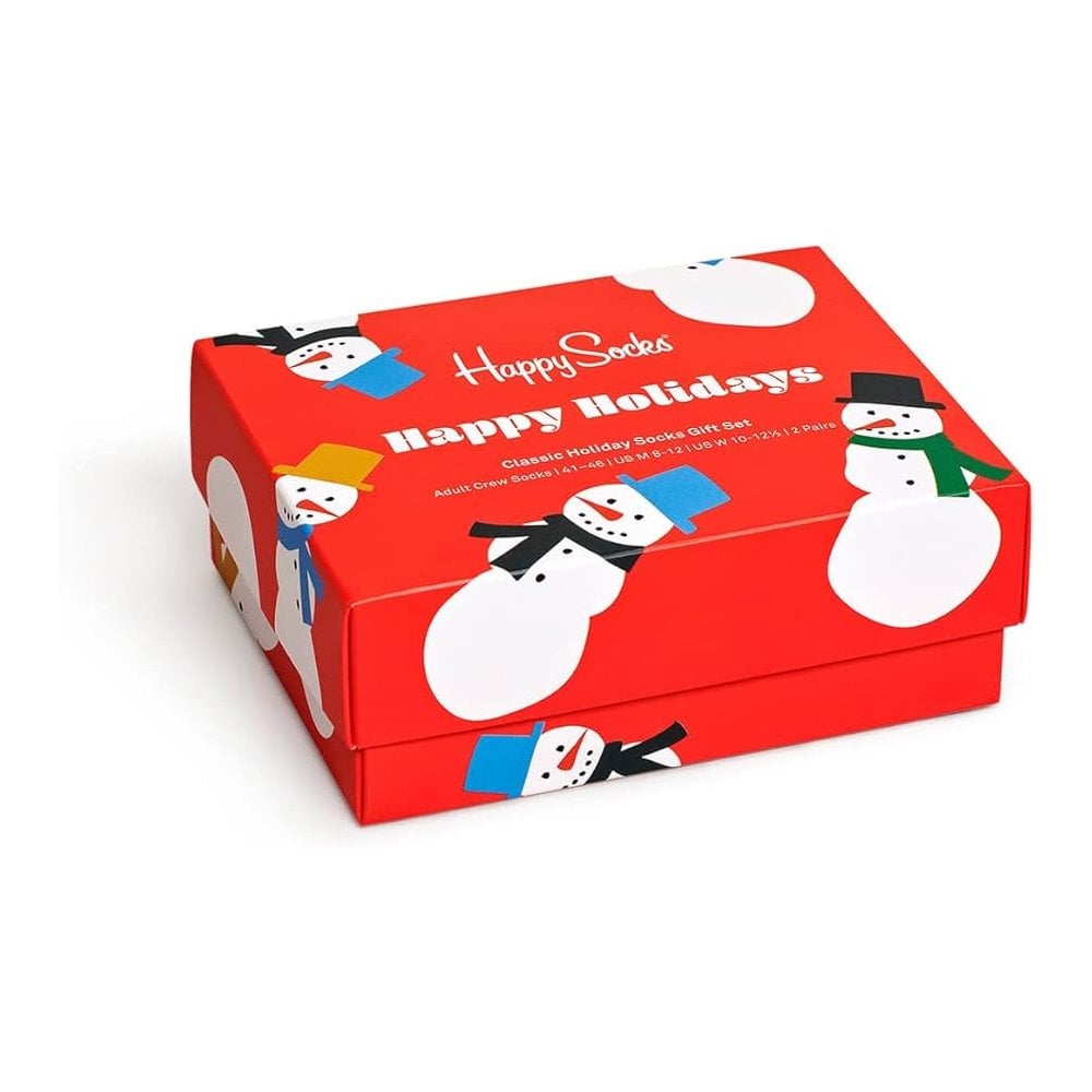Happy Socks 2-Pack Snowman Socks Gift Box, Red