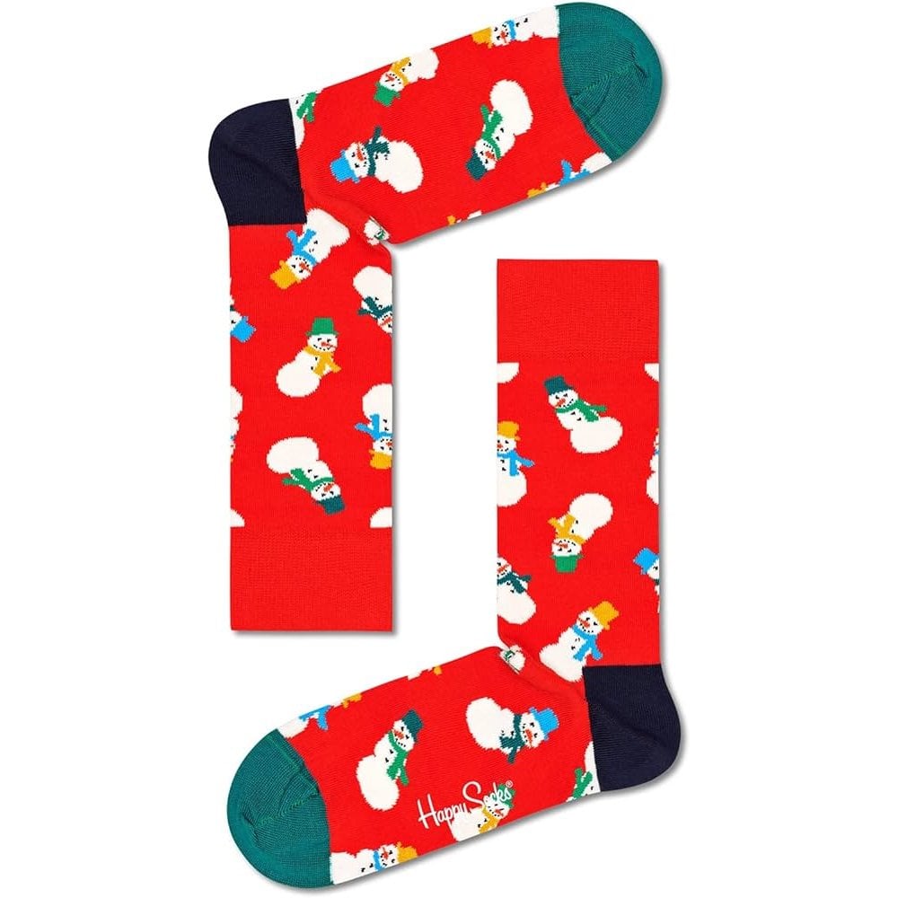Happy Socks 2-Pack Snowman Socks Gift Box, Red