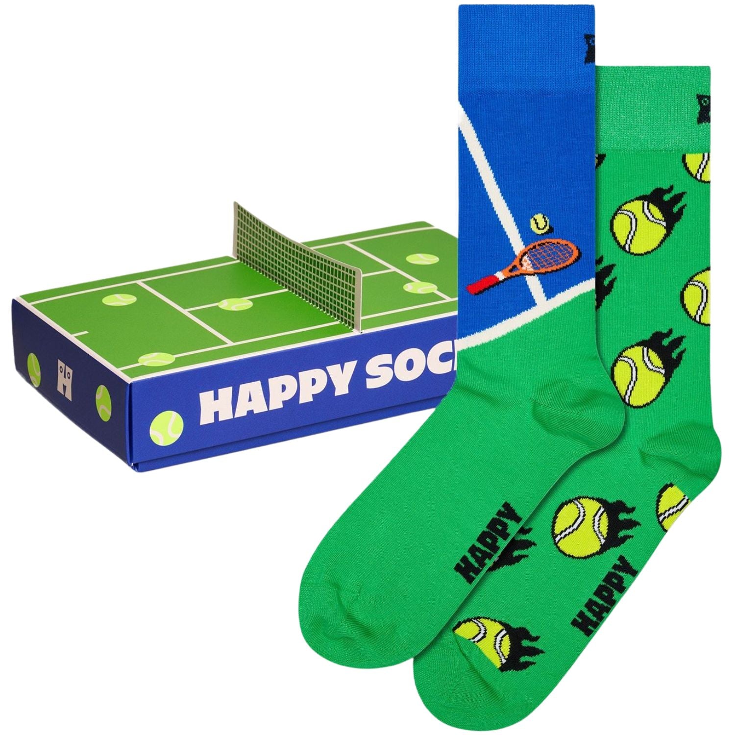 Happy Socks 2-Pack Tennis Socks Gift Set, Green/blue