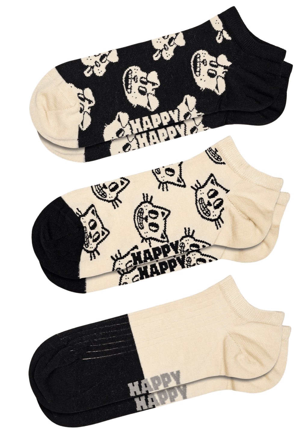 Happy Socks 3-pack Pets Low Socks, Black
