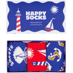 3-Pack Smooth Sailing Socks Gift Box, Blue/red