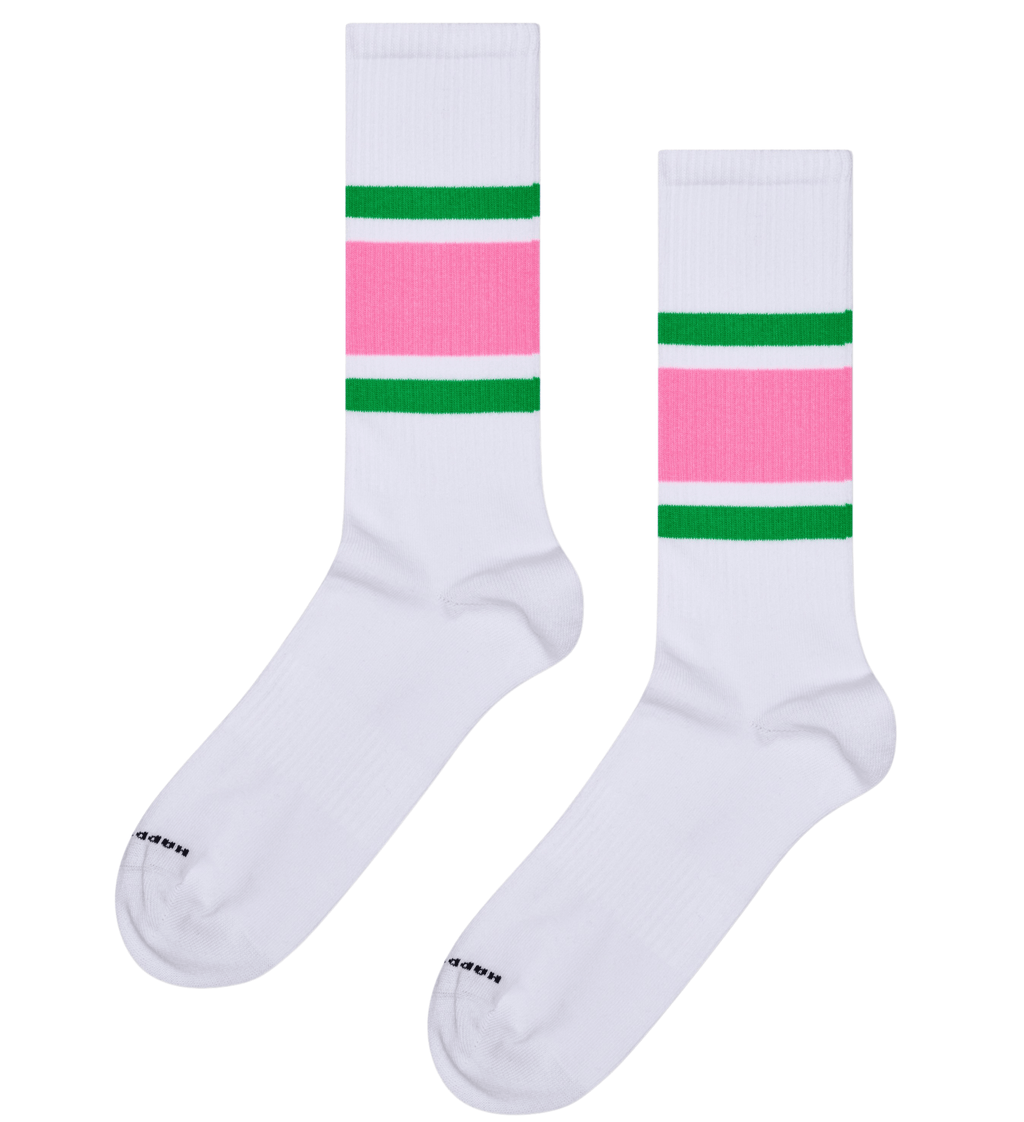 Happy Socks Simple Stripe Sneaker Sock, White