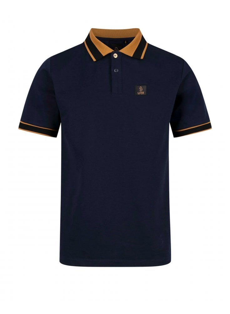 Luke 1977 Makati Detailed Polo Shirt Navy Gold