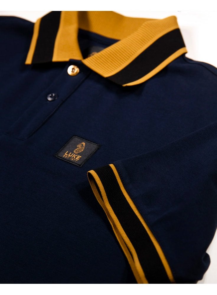Luke 1977 Makati Detailed Polo Shirt Navy Gold