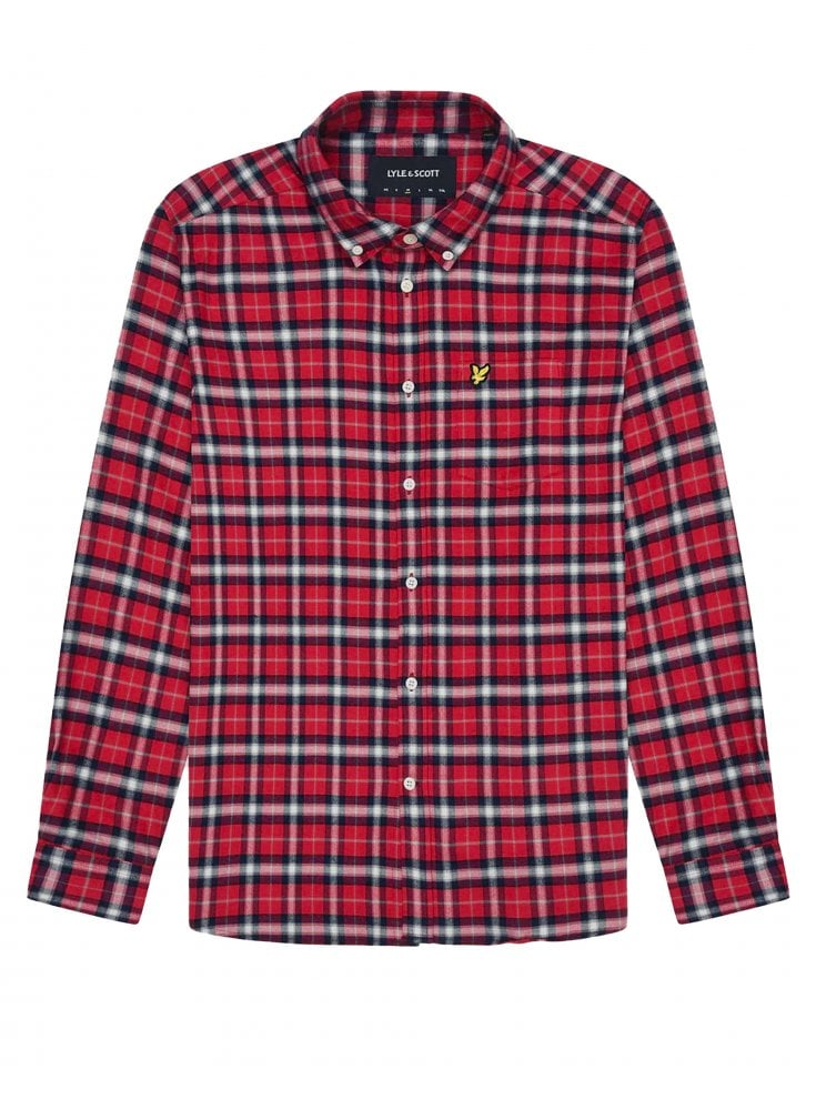 Lyle & Scott Check Flannel Shirt Borders Red