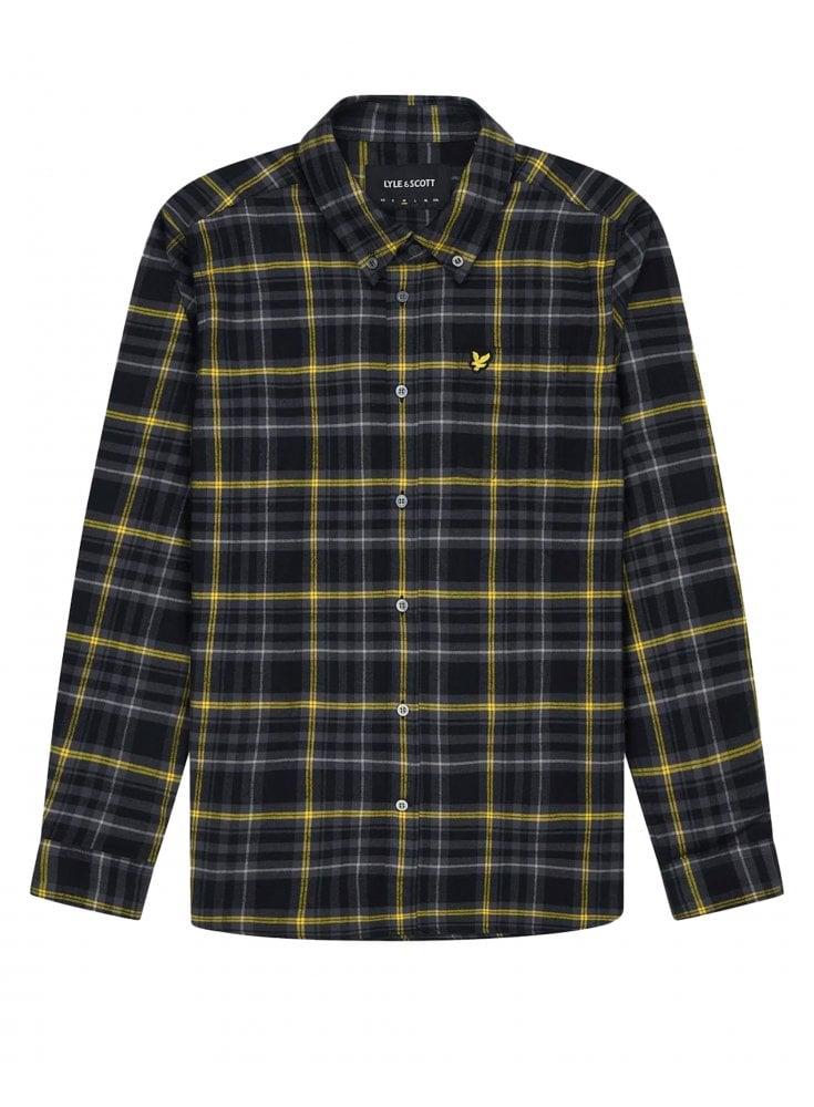 Lyle & Scott Check Flannel Shirt Jet Black