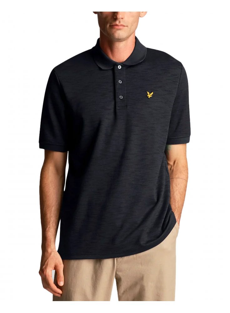 Lyle & Scott Chunky Slub Polo Shirt Dark Navy