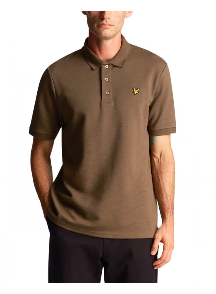 Lyle & Scott Chunky Slub Polo Shirt Olive