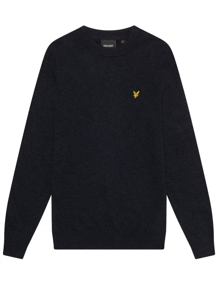 Lyle & Scott Lambswool Blend Crew Neck Jumper Dark Navy Marl