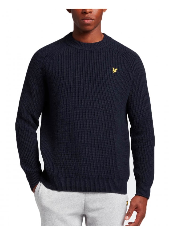 Lyle & Scott Shaker Stitch Mock Neck Jumper Dark Navy