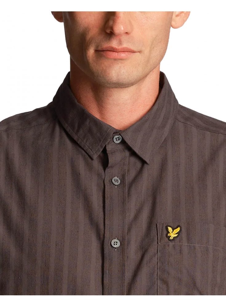Lyle & Scott Textured Stripe Short Sleeve Shirt Gunmetal