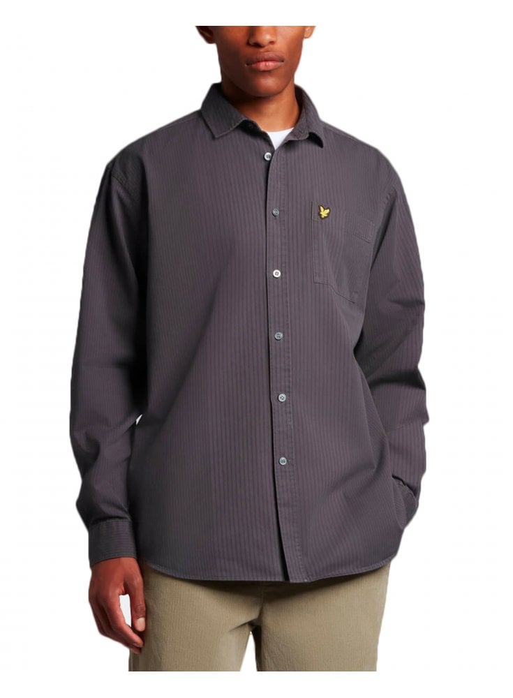 Lyle & Scott Tonal Stripe Long Sleeve Shirt Gunmetal