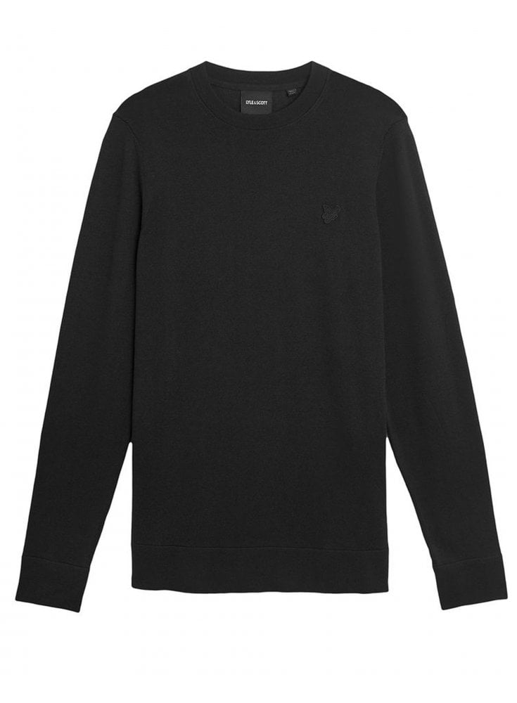 Lyle & Scott Tonal Superfine Crew Neck Jumper Jet Black