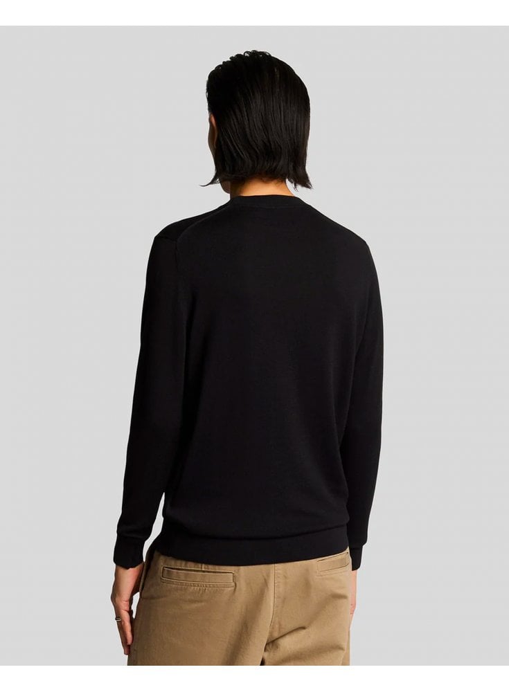 Lyle & Scott Tonal Superfine Crew Neck Jumper Jet Black