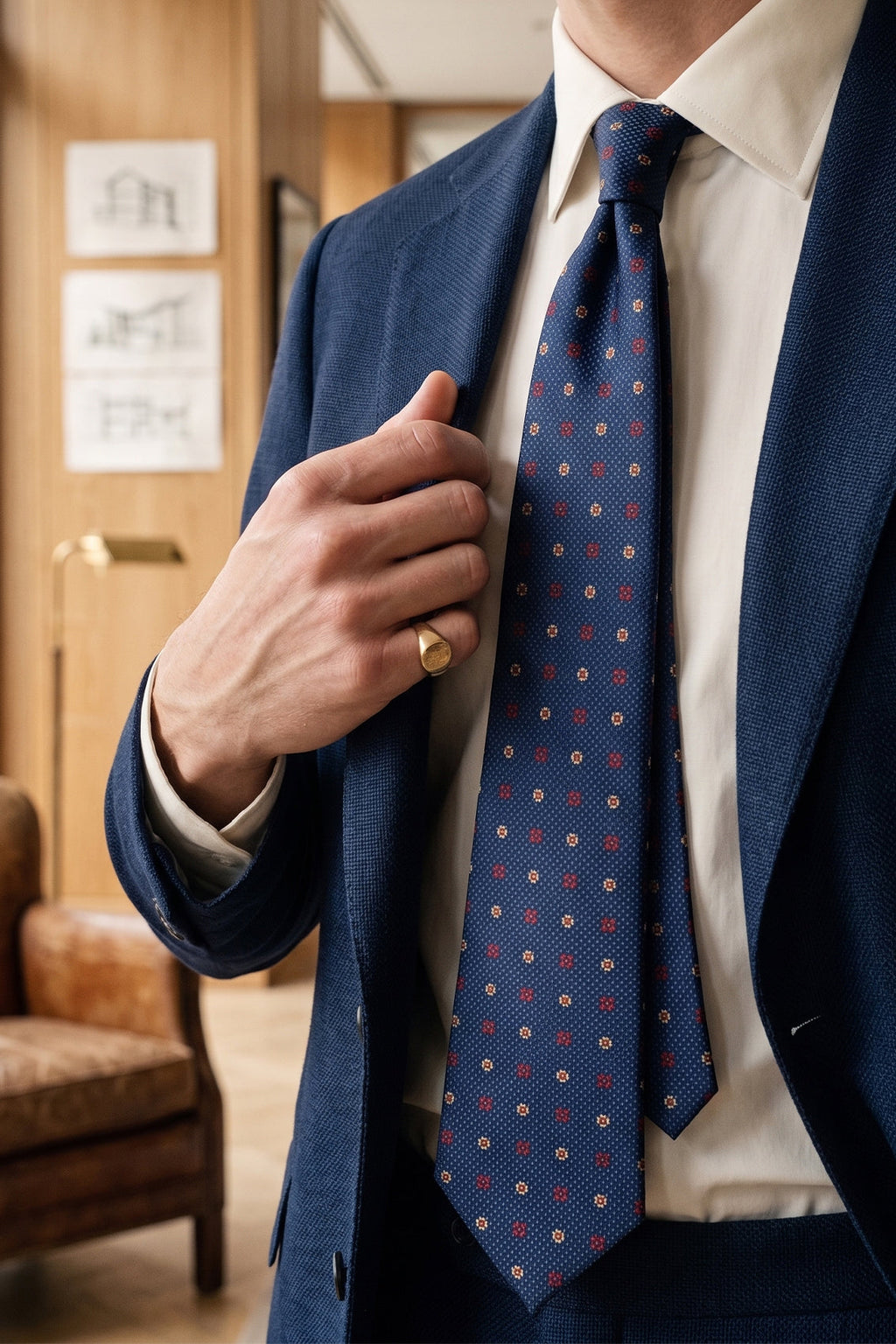 Chequered Floral Navy