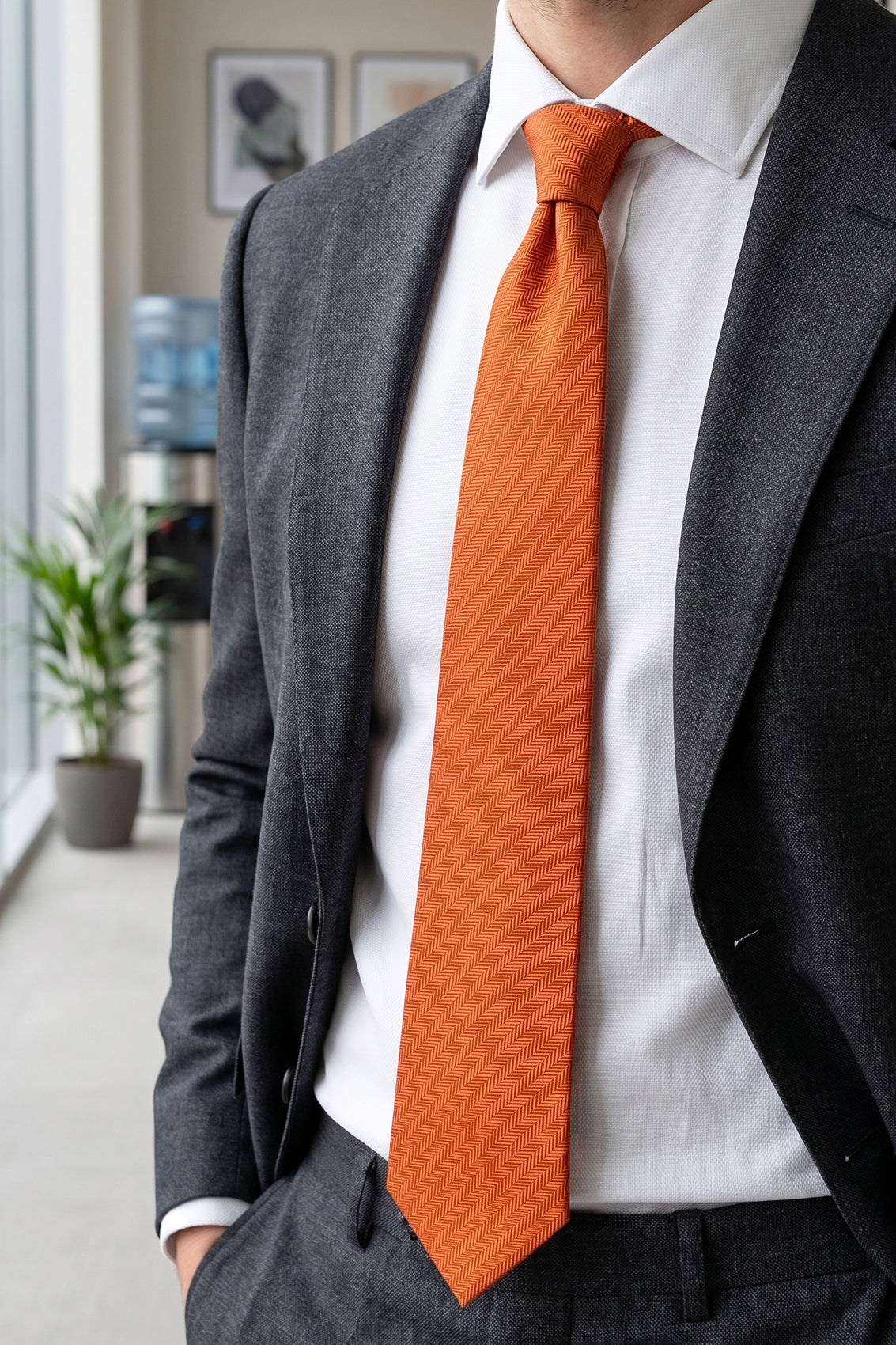 Orange Self Stripe
