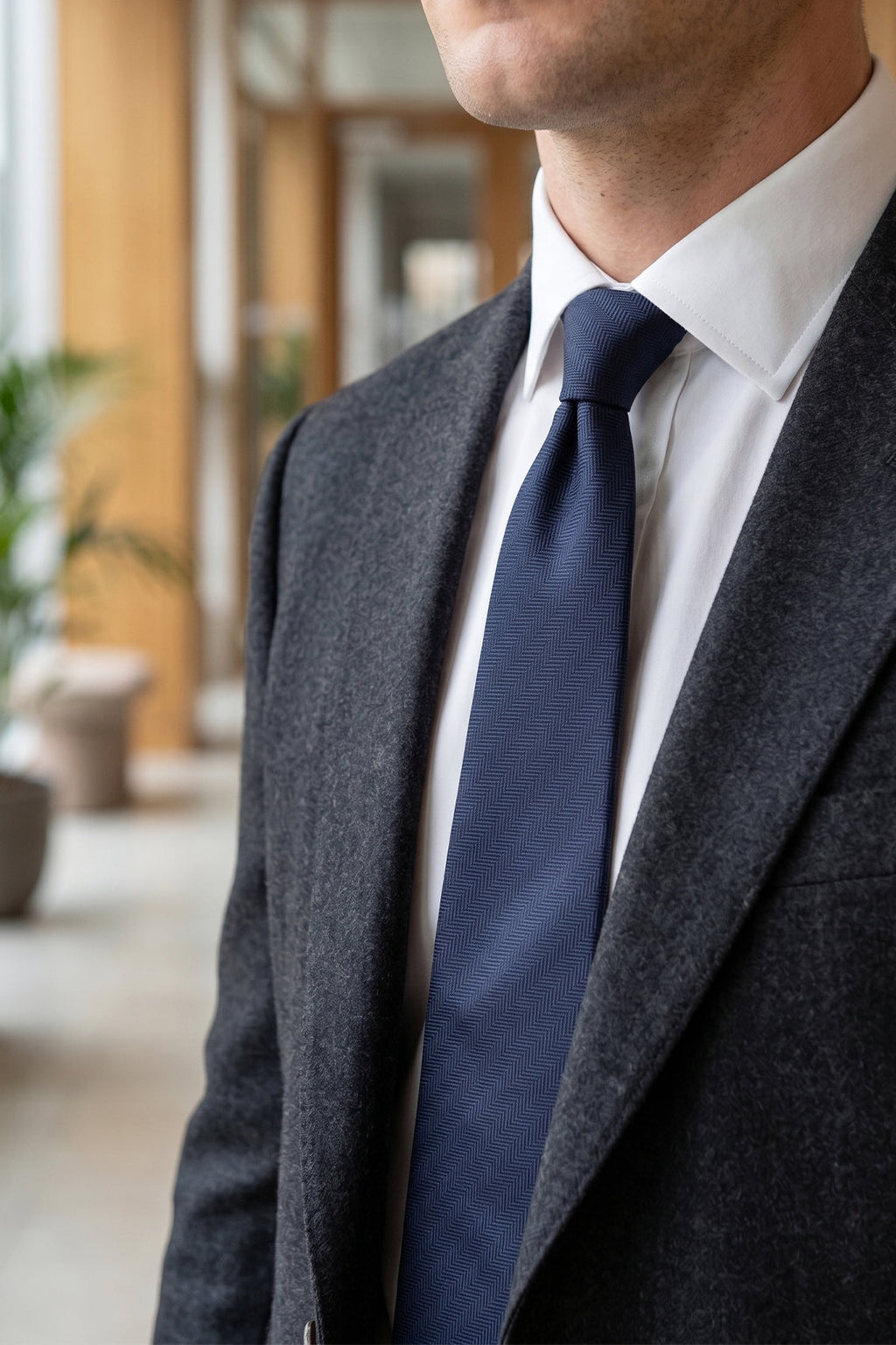 Navy Self Stripe