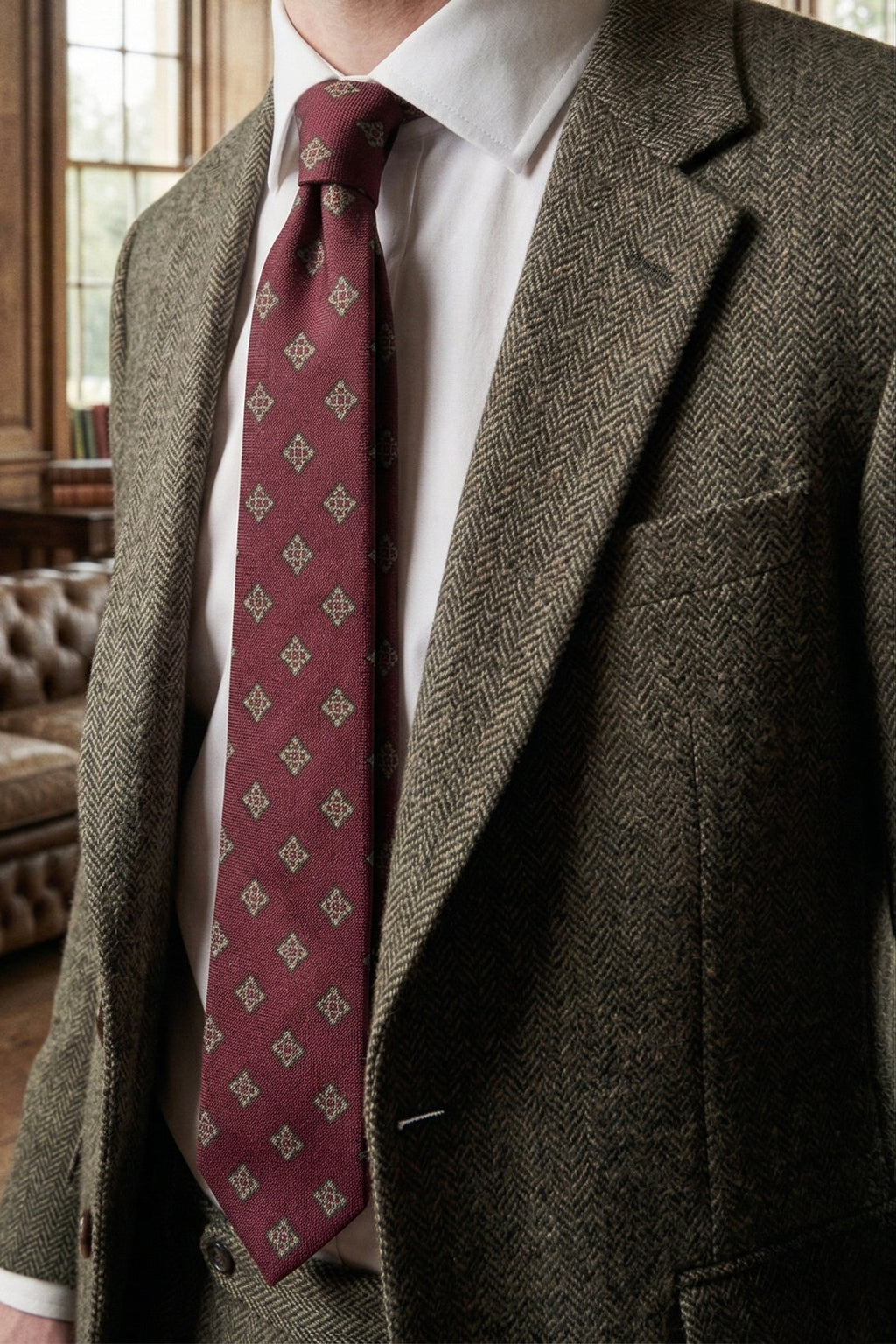 Square Motif Burgundy