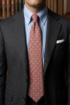 Red Geometric Pattern Silk Tie