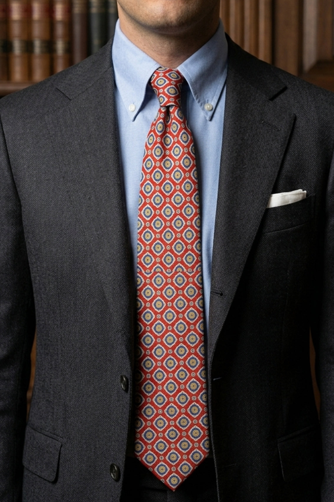Red Geometric Pattern Silk Tie