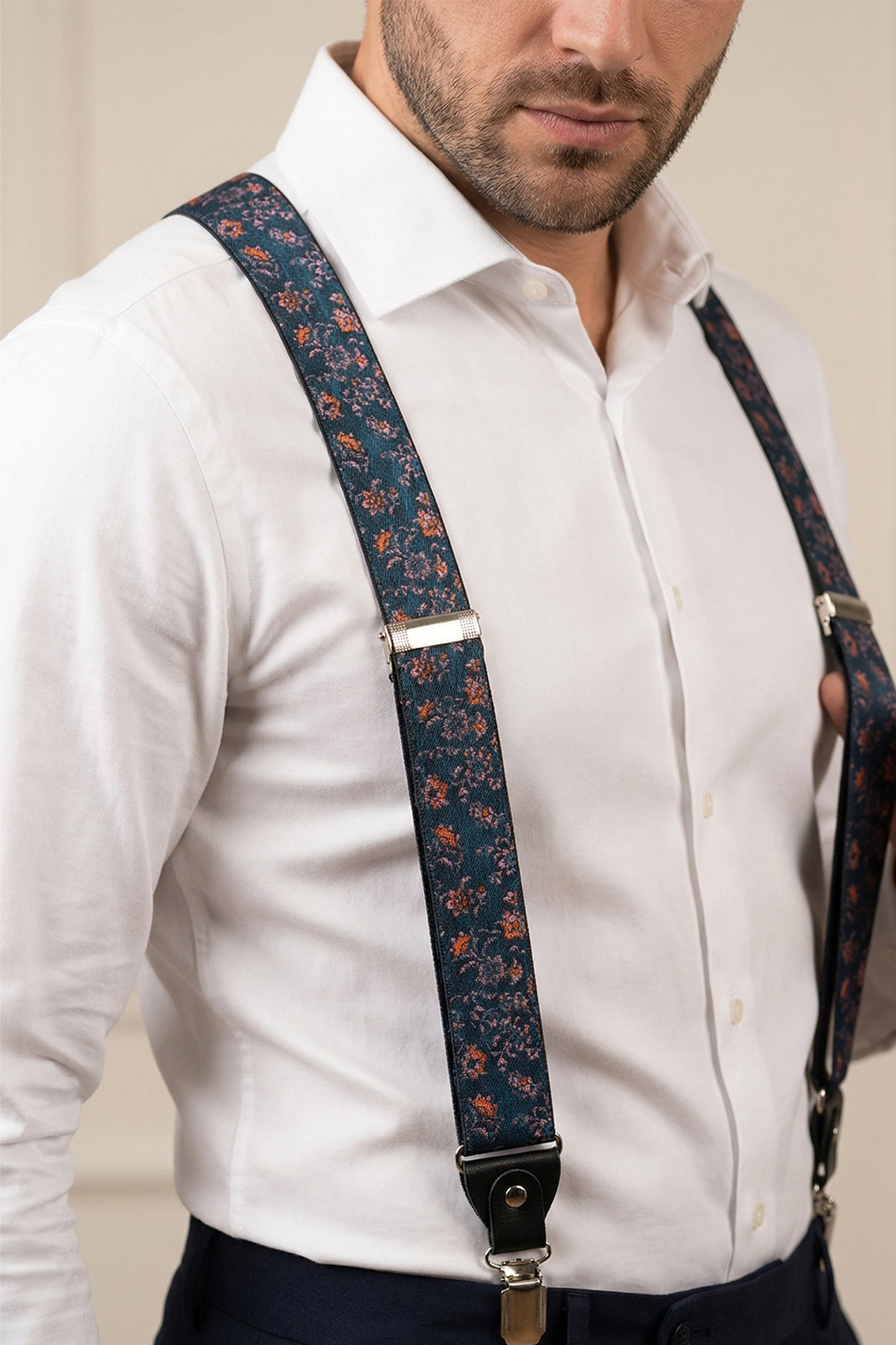 Blue Floral Clip On Braces