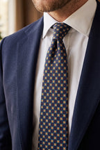 Navy Geometric Pattern Silk Tie