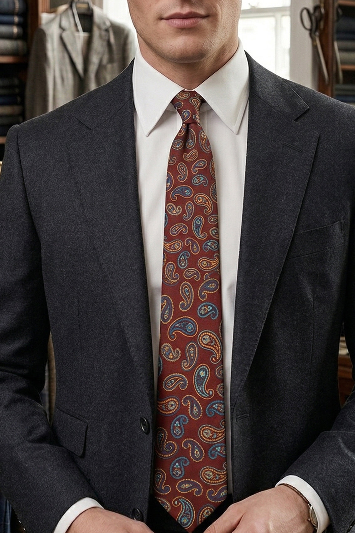 Bordo Paisley Silk Tie