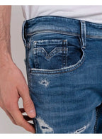 Replay 573 Bio Anbass Slim Fit Rip And Repair Medium Blue 009