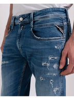 Replay 573 Bio Anbass Slim Fit Rip And Repair Medium Blue 009