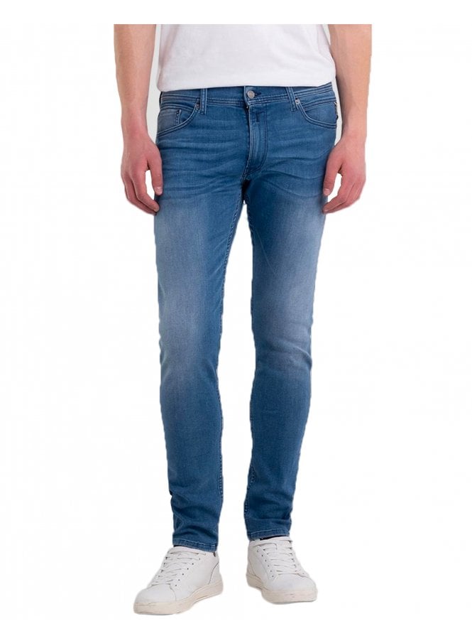 Replay Anbass Mens Power Stretch Jeans Mid Blue 009