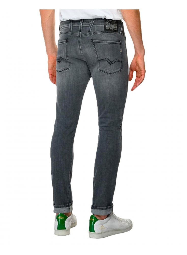 Replay Anbass Power Stretch Grey Slim Jean Washed Grey