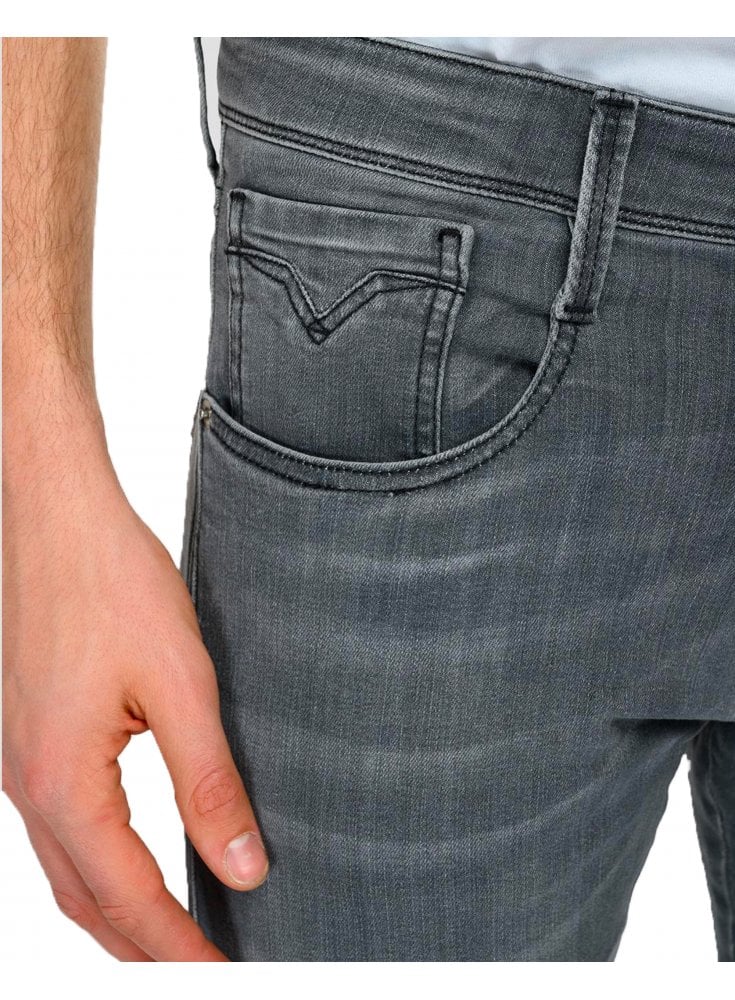 Replay Anbass Power Stretch Grey Slim Jean Washed Grey